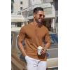 imageCOOFANDY Mens Knit Henley Shirts Short Sleeve Casual Basic Tee Summer Button Soild T ShirtsBrown