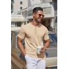 imageCOOFANDY Mens Knit Henley Shirts Short Sleeve Casual Basic Tee Summer Button Soild T ShirtsKhaki