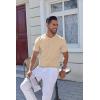imageCOOFANDY Mens Knit Henley Shirts Short Sleeve Casual Basic Tee Summer Button Soild T ShirtsLight Khaki