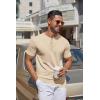 imageCOOFANDY Mens Knit Henley Shirts Short Sleeve Casual Basic Tee Summer Button Soild T ShirtsLight Khaki