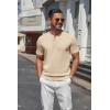 imageCOOFANDY Mens Knit Henley Shirts Short Sleeve Casual Basic Tee Summer Button Soild T ShirtsLight Khaki