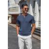 imageCOOFANDY Mens Knit Henley Shirts Short Sleeve Casual Basic Tee Summer Button Soild T ShirtsNavy Blue