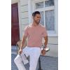 imageCOOFANDY Mens Knit Henley Shirts Short Sleeve Casual Basic Tee Summer Button Soild T ShirtsPink