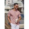 imageCOOFANDY Mens Knit Henley Shirts Short Sleeve Casual Basic Tee Summer Button Soild T ShirtsPink