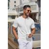 imageCOOFANDY Mens Knit Henley Shirts Short Sleeve Casual Basic Tee Summer Button Soild T ShirtsWhite