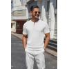 imageCOOFANDY Mens Knit Henley Shirts Short Sleeve Casual Basic Tee Summer Button Soild T ShirtsWhite