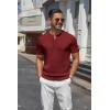 imageCOOFANDY Mens Knit Henley Shirts Short Sleeve Casual Basic Tee Summer Button Soild T ShirtsWine Red