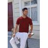 imageCOOFANDY Mens Knit Henley Shirts Short Sleeve Casual Basic Tee Summer Button Soild T ShirtsWine Red