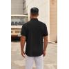imageCOOFANDY Mens Short Sleeve Button Down Shirts Casual Dress Shirt Untucked Shirts with PocketBlack
