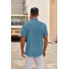 imageCOOFANDY Mens Short Sleeve Button Down Shirts Casual Dress Shirt Untucked Shirts with PocketBlue