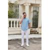 imageCOOFANDY Mens Short Sleeve Button Down Shirts Casual Dress Shirt Untucked Shirts with PocketBlue Patterned