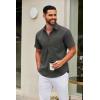 imageCOOFANDY Mens Short Sleeve Button Down Shirts Casual Dress Shirt Untucked Shirts with PocketDark Grey