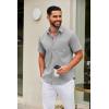 imageCOOFANDY Mens Short Sleeve Button Down Shirts Casual Dress Shirt Untucked Shirts with PocketGrey