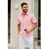 imageCOOFANDY Mens Short Sleeve Button Down Shirts Casual Dress Shirt Untucked Shirts with PocketPink