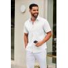 imageCOOFANDY Mens Short Sleeve Button Down Shirts Casual Dress Shirt Untucked Shirts with PocketWhite