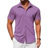 imageCOOFANDY Mens Dress Shirts Button Down Short Sleeve Shirt Summer Shirts Casual Wrinkle Free Muscle Fit ShirtsLilac Purple
