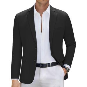 imageCOOFANDY Mens Casual Blazer Slim Fit Sport Coat Suit Jacket Lightweight Two Button Blazer JacketBlack
