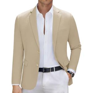 imageCOOFANDY Mens Casual Blazer Slim Fit Sport Coat Suit Jacket Lightweight Two Button Blazer JacketLight Khaki
