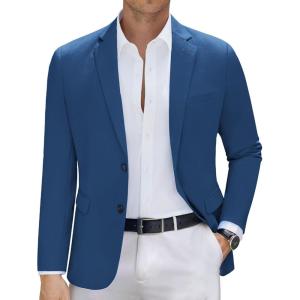 imageCOOFANDY Mens Casual Blazer Slim Fit Sport Coat Suit Jacket Lightweight Two Button Blazer JacketNavy Blue