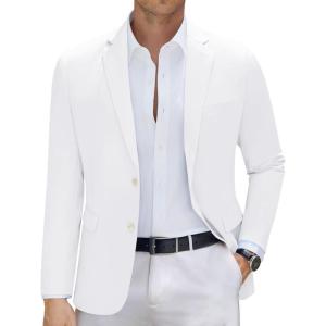 imageCOOFANDY Mens Casual Blazer Slim Fit Sport Coat Suit Jacket Lightweight Two Button Blazer JacketWhite
