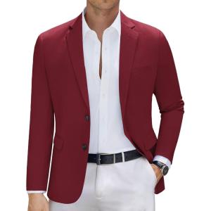 imageCOOFANDY Mens Casual Blazer Slim Fit Sport Coat Suit Jacket Lightweight Two Button Blazer JacketWine Red