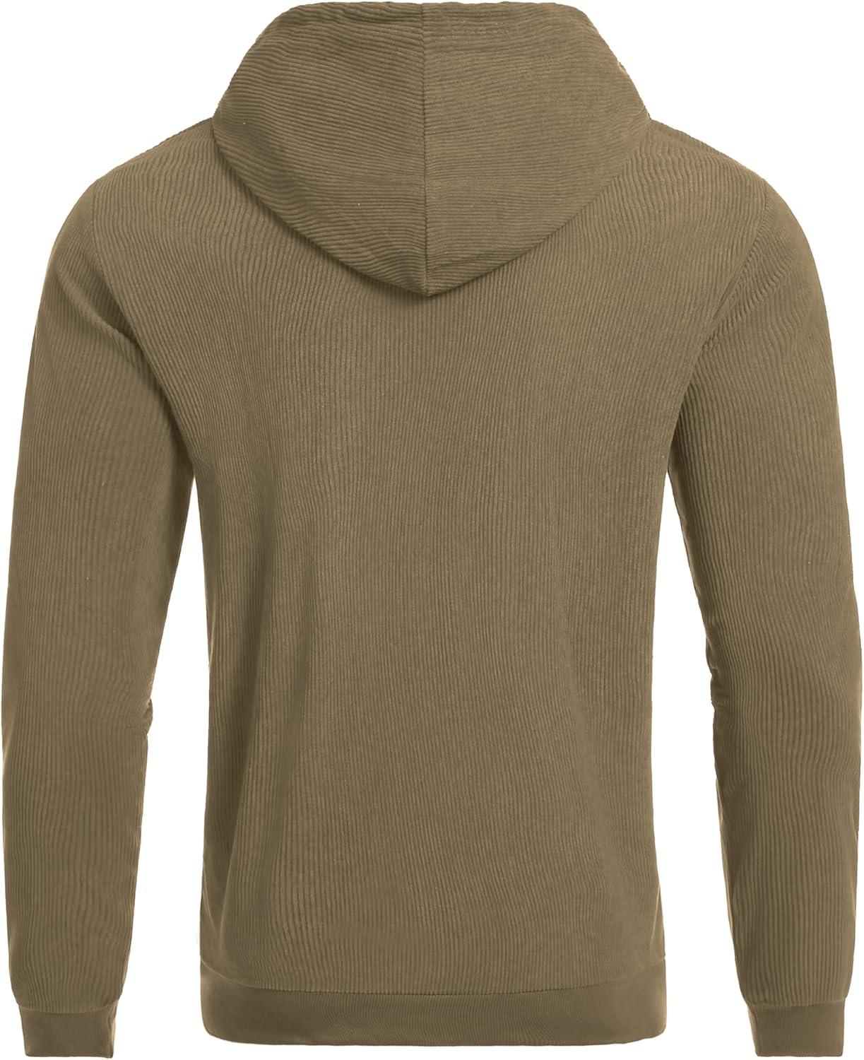 imageCOOFANDY Mens Hooded Sweatshirt Long Sleeve Casual Corduroy Drawstring Pullover Hoodies with PocketKhaki