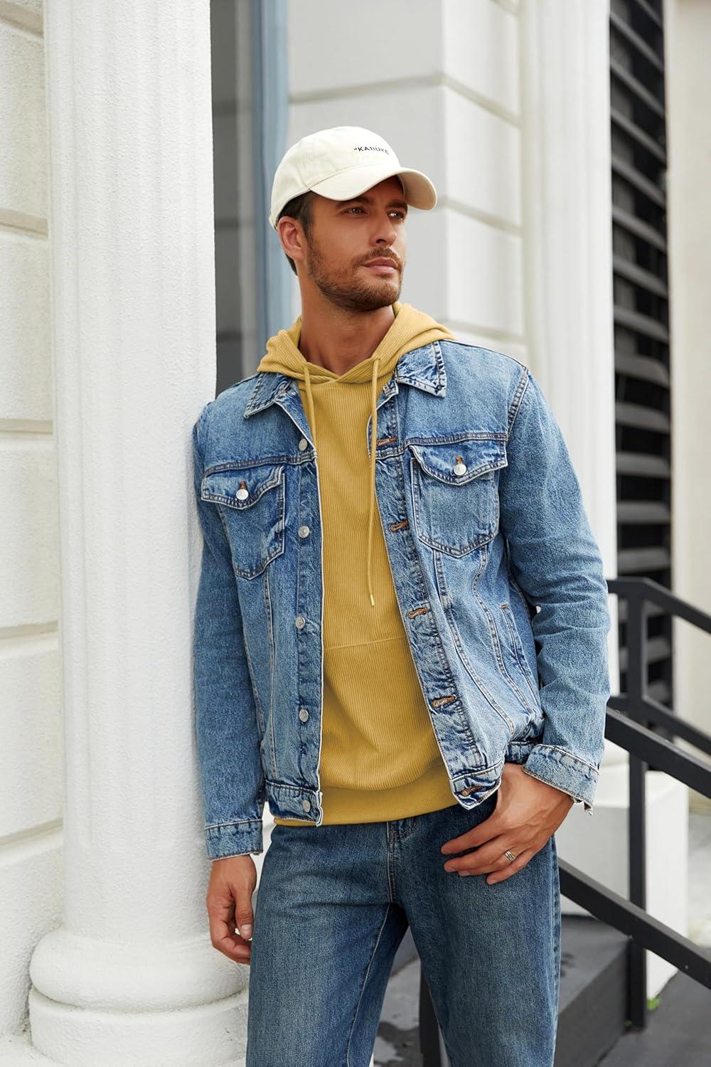 imageCOOFANDY Mens Hooded Sweatshirt Long Sleeve Casual Corduroy Drawstring Pullover Hoodies with PocketYellow