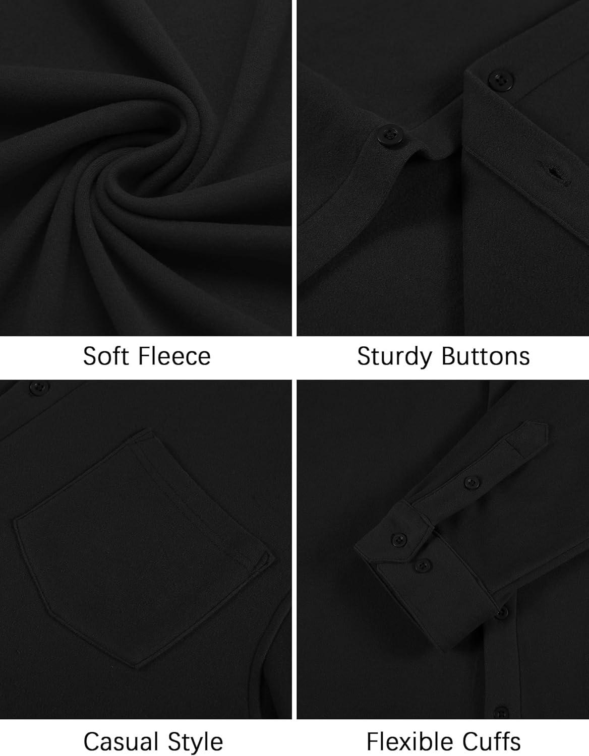 imageCOOFANDY Mens Long Sleeve Button Down Shirt Casual Lightweight Shacket Spring Fall Shirt Jacket Overshirt with PocketsBlack