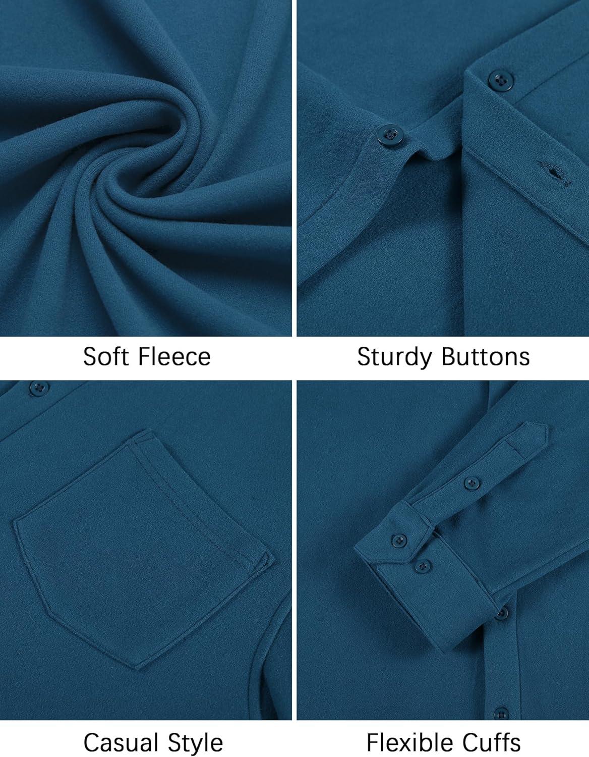imageCOOFANDY Mens Long Sleeve Button Down Shirt Casual Lightweight Shacket Spring Fall Shirt Jacket Overshirt with PocketsDark Blue