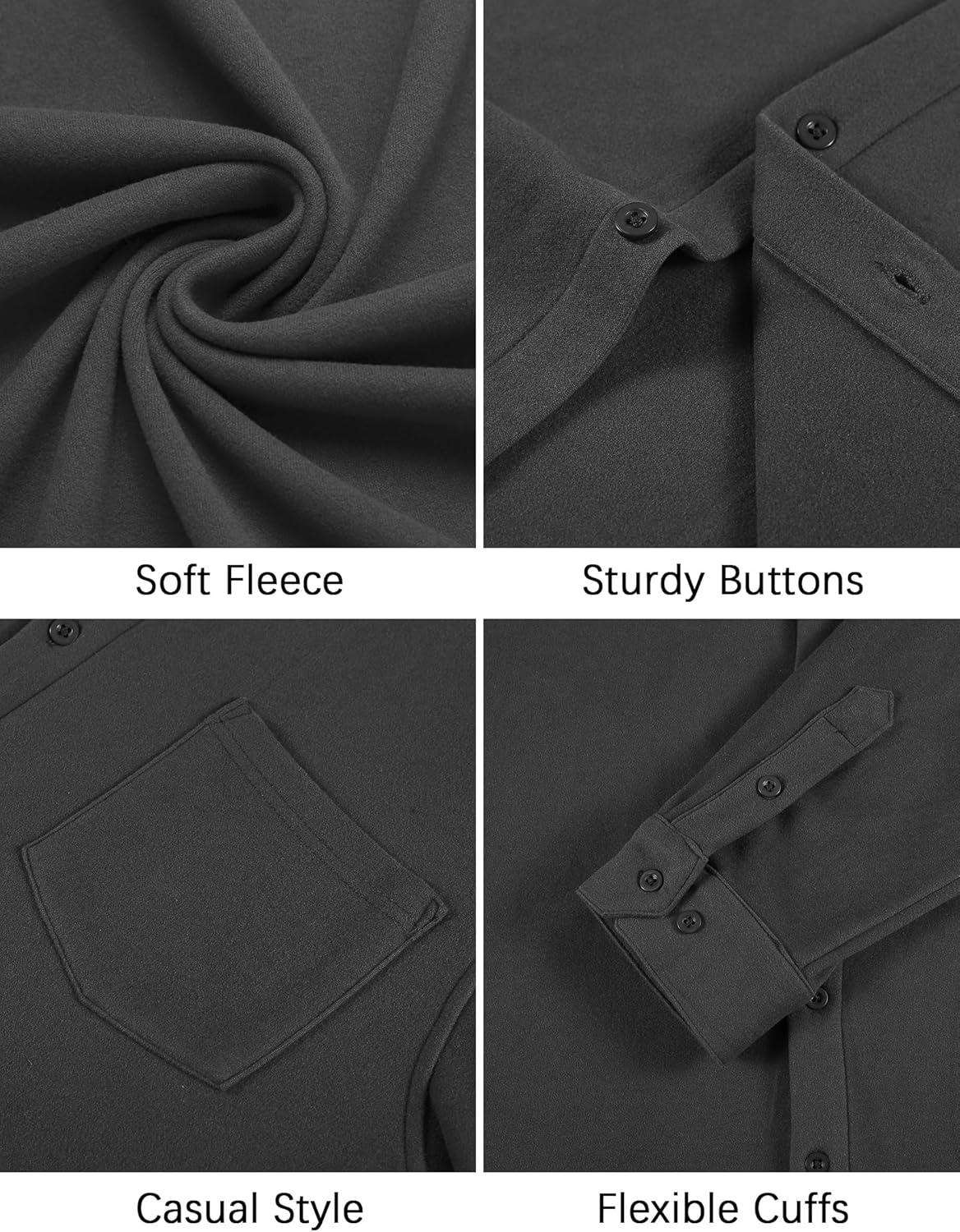 imageCOOFANDY Mens Long Sleeve Button Down Shirt Casual Lightweight Shacket Spring Fall Shirt Jacket Overshirt with PocketsDark Grey