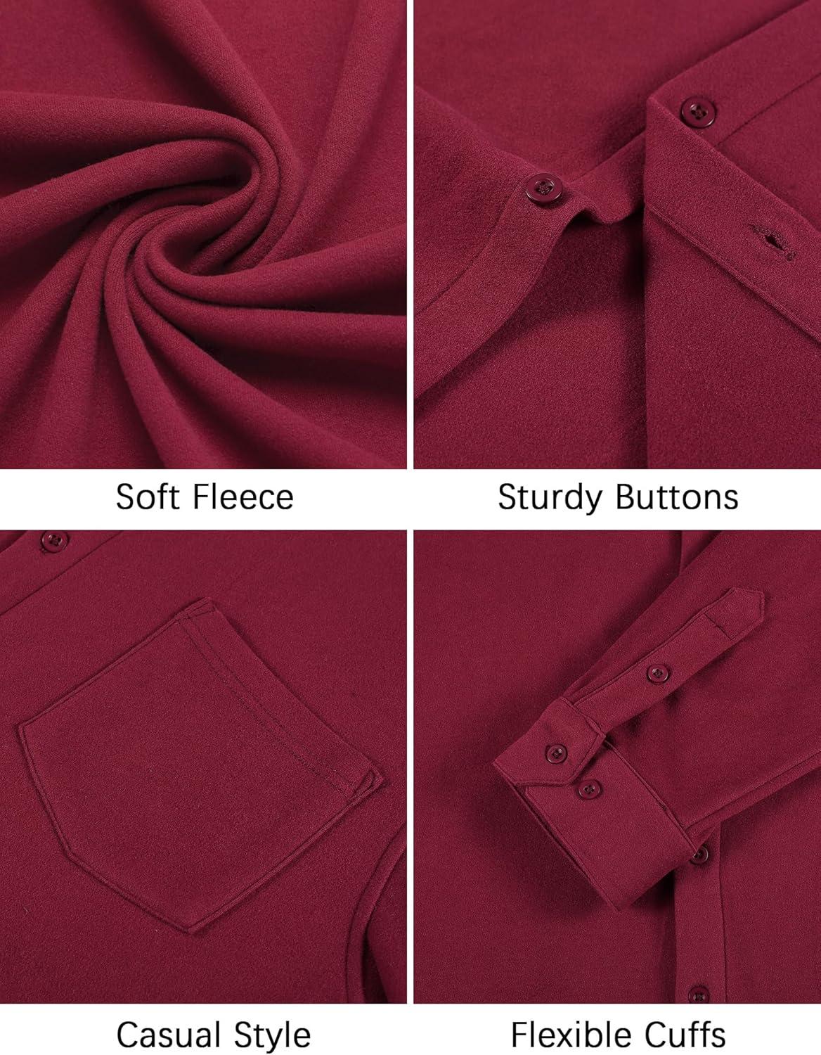 imageCOOFANDY Mens Long Sleeve Button Down Shirt Casual Lightweight Shacket Spring Fall Shirt Jacket Overshirt with PocketsDark Red