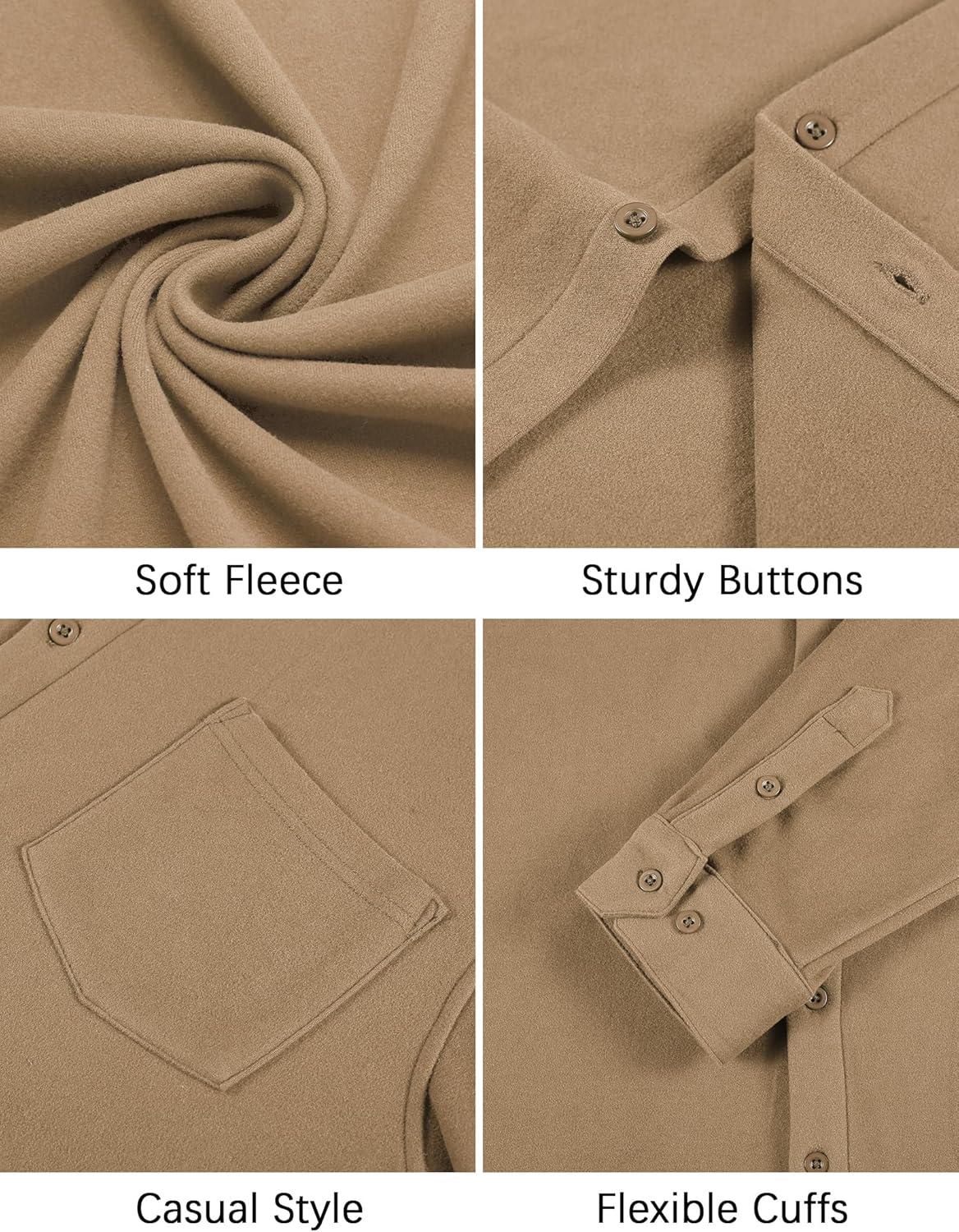 imageCOOFANDY Mens Long Sleeve Button Down Shirt Casual Lightweight Shacket Spring Fall Shirt Jacket Overshirt with PocketsKhaki