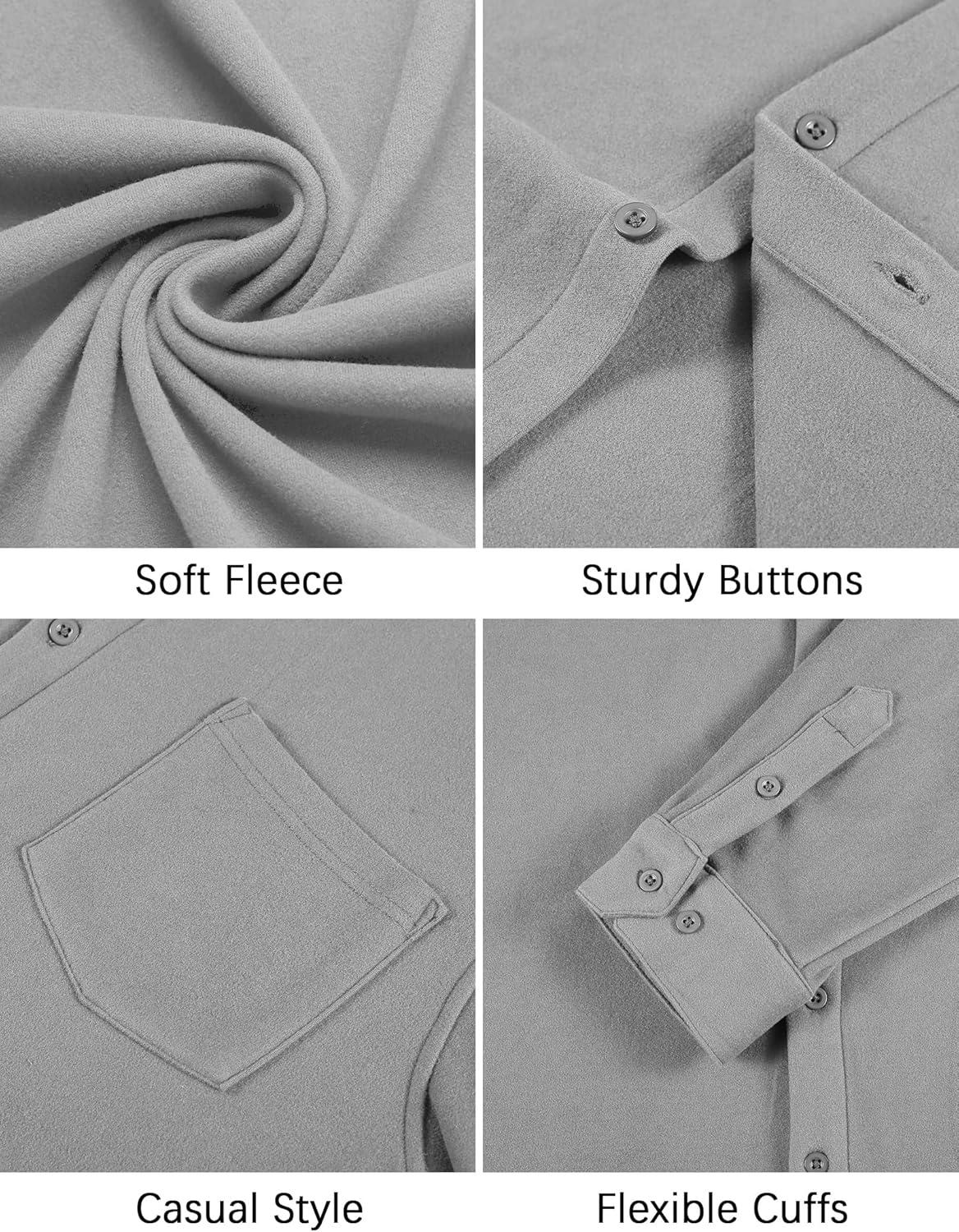 imageCOOFANDY Mens Long Sleeve Button Down Shirt Casual Lightweight Shacket Spring Fall Shirt Jacket Overshirt with PocketsLight Grey