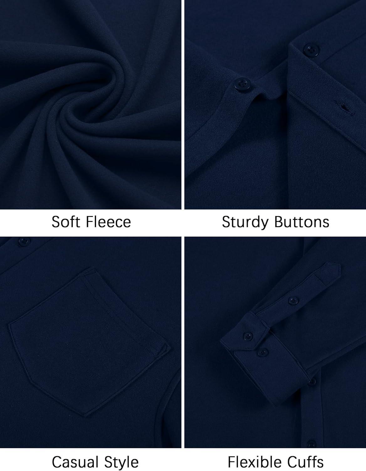 imageCOOFANDY Mens Long Sleeve Button Down Shirt Casual Lightweight Shacket Spring Fall Shirt Jacket Overshirt with PocketsNavy Blue