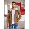 imageCOOFANDY Mens Corduroy Shirt Jackets Long Sleeve Button Down Casual Stylish Hooded Shacket Jacket with PocketLight Brown