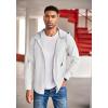 imageCOOFANDY Mens Corduroy Shirt Jackets Long Sleeve Button Down Casual Stylish Hooded Shacket Jacket with PocketPure White