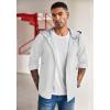 imageCOOFANDY Mens Corduroy Shirt Jackets Long Sleeve Button Down Casual Stylish Hooded Shacket Jacket with PocketPure White