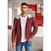 imageCOOFANDY Mens Corduroy Shirt Jackets Long Sleeve Button Down Casual Stylish Hooded Shacket Jacket with PocketWine Red