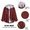 imageCOOFANDY Mens Corduroy Shirt Jackets Long Sleeve Button Down Casual Stylish Hooded Shacket Jacket with PocketWine Red
