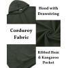 imageCOOFANDY Mens Hooded Sweatshirt Long Sleeve Casual Corduroy Drawstring Pullover Hoodies with PocketArmy Green