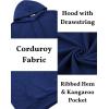 imageCOOFANDY Mens Hooded Sweatshirt Long Sleeve Casual Corduroy Drawstring Pullover Hoodies with PocketBlue