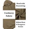 imageCOOFANDY Mens Hooded Sweatshirt Long Sleeve Casual Corduroy Drawstring Pullover Hoodies with PocketKhaki