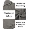 imageCOOFANDY Mens Hooded Sweatshirt Long Sleeve Casual Corduroy Drawstring Pullover Hoodies with PocketLight Grey