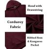 imageCOOFANDY Mens Hooded Sweatshirt Long Sleeve Casual Corduroy Drawstring Pullover Hoodies with PocketWine Red