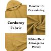 imageCOOFANDY Mens Hooded Sweatshirt Long Sleeve Casual Corduroy Drawstring Pullover Hoodies with PocketYellow