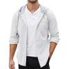 imageCOOFANDY Mens Corduroy Shirt Jackets Long Sleeve Button Down Casual Stylish Hooded Shacket Jacket with PocketPure White