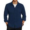 imageCOOFANDY Mens Long Sleeve Button Down Shirt Casual Lightweight Shacket Spring Fall Shirt Jacket Overshirt with PocketsNavy Blue