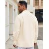 imageCOOFANDY Mens Casual Shirt Jacket Linen Button Down Shirt Long Sleeve Lightweight Shacket with PocketsBeige
