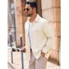 imageCOOFANDY Mens Casual Shirt Jacket Linen Button Down Shirt Long Sleeve Lightweight Shacket with PocketsBeige