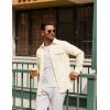 imageCOOFANDY Mens Casual Shirt Jacket Linen Button Down Shirt Long Sleeve Lightweight Shacket with PocketsBeige
